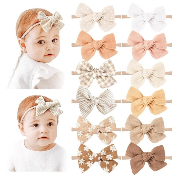Charming Baby Girl Bow Accessories - Handmade Nylon Headbands for All Occasions - Picture 1 of 7